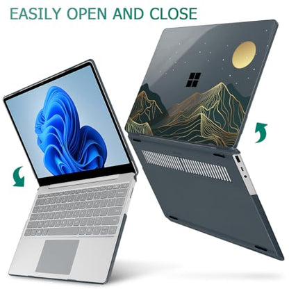 Mektron 2023 Microsoft Surface Laptop GO 3 Case 12.4" Compatible with Go 2/1 Laptop Cover 2022-2020 Releases Model 1943/2013 Plastic Hard Shell Case with Screen Protector, Abstract Mountain C112 - color: Abstract Mountain C112