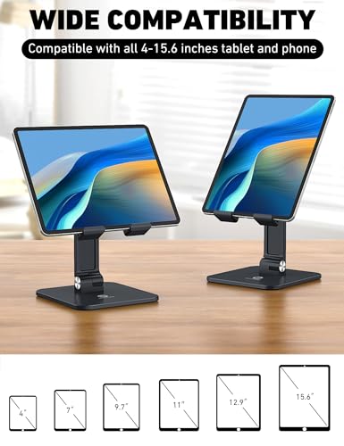 OCYCLONE iPad Stand for Desk - Adjustable Foldable Tablet Stand Holder for iPad Accessories Display Stand PC Office Accessories, Black