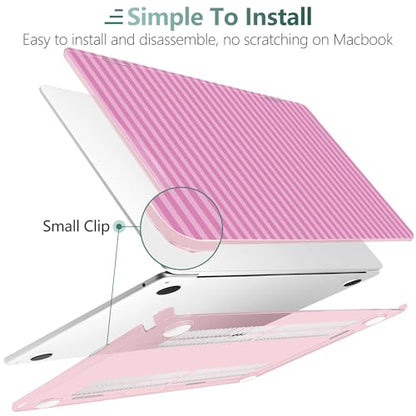 for MacBook Air 13 Inch (13.6 Inch) Case, M5/M4/M3/M2 Chip 2026 2025 2024 2023 2022, Hard Plastic Printed Cover with Screen Protector & Keyboard Cover & Dust Plugs, Pink Stripes - color: Pink Stripes