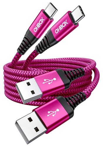 USB C Cable 60W Fast Charging [2 Pack 3FT] USB A to USB C Cable for CarPlay | USB to Type C iPhone Charger Durable Braided USBC Cord for iPhone 17/16/15/Pro Max, Samsung Galaxy S23 and More-Rose Red - color: Rose Red, size: 3FT, style: USB A to USB C
