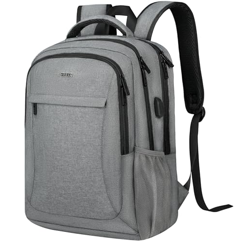 Voova Travel Laptop Backpack, Business Work Laptop Backpack for Women & Men with USB Charging Port, Waterproof Slim Durable College Computer Bag Fits 15.6 Inch Laptops and Notebook, Grey - color: Grey