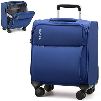 Hanke 16 Inch Underseat Carry On Luggage with Spinner Wheels Airline Approved, Small Rolling Suitcase Softside Underseater Lightweight TSA Travel Roller Suitcase Carry-On Bag(Blue) - color: Blue, size: 16 Inch Underseat