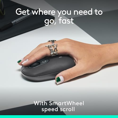 Logitech POP Mouse, Compact and Portable Wireless Bluetooth - Graphite | Compact, portable, programmable buttons, quiet clicks, easy-switch for up to 3 devices, laptop, tablet, PC - color: Graphite