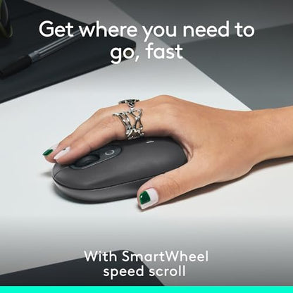 Logitech POP Mouse, Compact and Portable Wireless Bluetooth - Graphite | Compact, portable, programmable buttons, quiet clicks, easy-switch for up to 3 devices, laptop, tablet, PC - color: Graphite