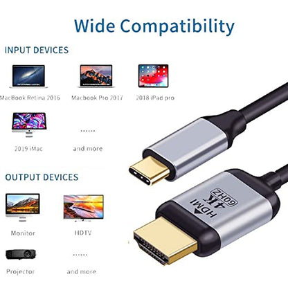 cablecc USB-C USB 3.1 Type C Source to HDMI HDTV Displays Male 4K Monitor Cable for Laptop 1.8m - style: USB-C to HDMI