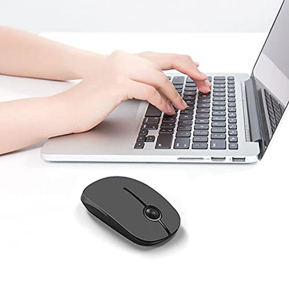 Unipows Wireless Mouse-2.4G Slim Portable Computer Mouse, Black and Gray | Nano Receiver, Less Noise Mobile Optical Mice for Notebook, PC, Laptop, Desktop - color: Black and Grey