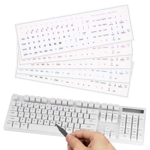 ProElife Gradient Keyboard Letter Stickers with Tweezer, English, Purple | Transfer Printing Peel-Off Film, Leave English Letters on Keys, Keyboard Letters Replacement Stickers for Desktop Computer - color: Purple