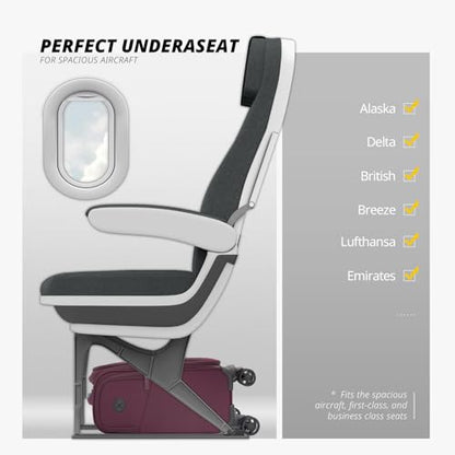 Verage Underseat Carry On Luggage with Wheels,14.5-Inch Plus Underseat | Personal Item Bag,Airline Approved, Laptop Compartment, USB Charging Port - color: Grape red, size: 14.5-Inch Plus Underseat