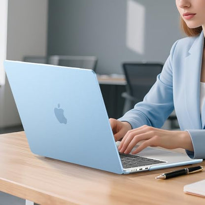 BlueSwan for MacBook Air 13 inch Case, M5 M4 M3 M2 2026-2022 Laptop Cover | 100% Match Official Color, Matte Grippy Texture, Scratch Resistant, Easy to Snap on, Air 13.6 Protective Hard Shell - color: Sky Blue Clear