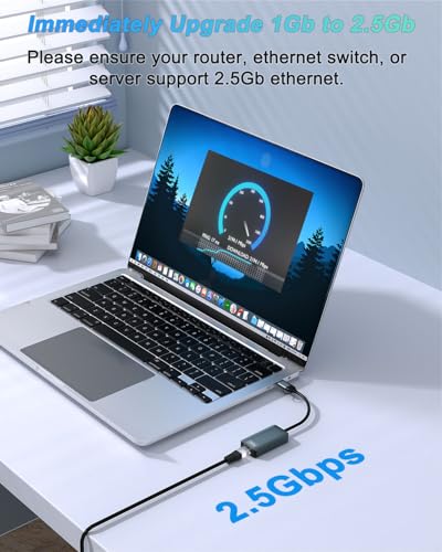 2.5gb USB Ethernet Adapter, Aluminum, Type-C to RJ45 Network Internet 2.5Gbps, 2.5G USB C to Ethernet Adapter for MacBook, iPhone 15/16 Pro Max, XPS, Surface, iPad Pro