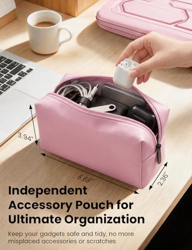 DOMISO Laptop Hard Case 17-17.3 inch Waterproof Shockproof Hard Shell Laptop Sleeve with Handle & Storage Pocket, Compatible with MacBook, HP, Dell,Pink - color: Pink, size: 17.3 inch