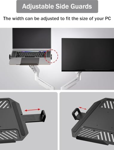 THERAK Adjustable Laptop Tray for Monitor Arm - VESA Laptop Mount Tray Holder 11"-18",Ventilated Steel Notebook Holder for Monitor Stands,VESA 75x75/100x100 Office/Studio/Gaming