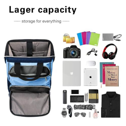 Hap Tim Laptop Backpack 15.6/14/13.3 Inch Laptop Bag Travel Backpack for Women/Men Waterproof Computer Bag Large Capacity Bookbag for College/Travel/Business (7651EU), Blue - color: Blue
