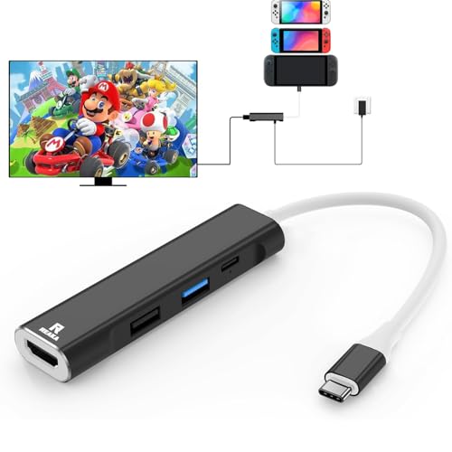 RREAKA TV Dock for Nintendo Switch 2 / Switch/Switch OLED, Portable Travel Dock Replacement with 4K@60Hz HDMI, PD 100W Charging, USB 3.0 - color: Black & White-2nd Version