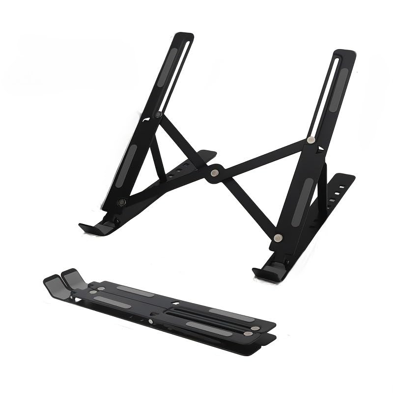 A Foldable Laptop Stand with Adjustable Height. The Hollow Design Helps the Laptop dissipate Heat. (Black)