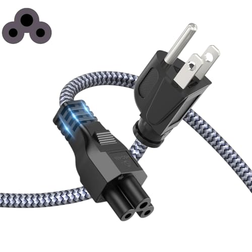 Goalfish 3 Prong AC Power Cord for Computer Laptop, 10ft, Heavy Duty | Nylon Braided,for Dell HP LG Lenovo Asus Acer Toshiba Sony Laptops/Notebooks, Monitors, Printers, Scanners NEMA 5-15P to C5 - size: 3m