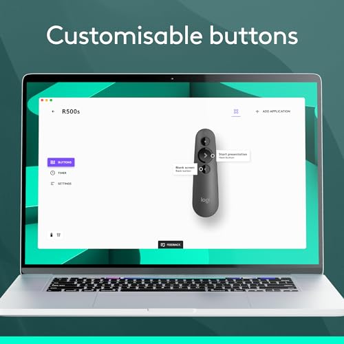 Logitech Wireless Presenter R500s PowerPoint Clicker with Laser Pointer | PowerPoint clicker, presentation clicker - color: Red Laser, style: 3 buttons