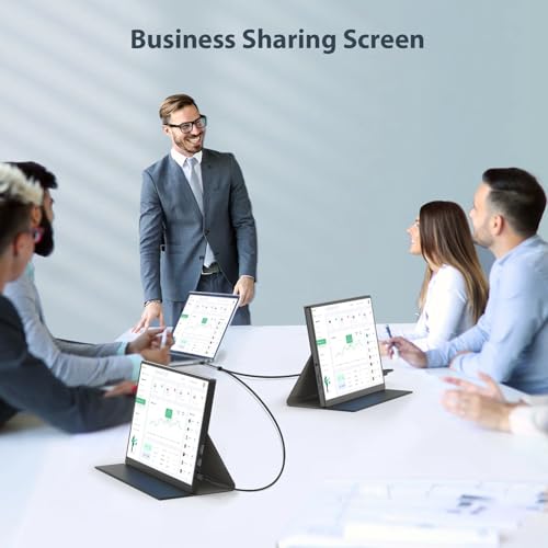 10.5" Portable Monitor 1920x1280 IPS Screen, 420 nits Brightness USB C Portable Gaming Monitor for Laptop PC Phone Mac Steam Deck, with Smart Cover & Speakers, Travel Second Screen for Work
