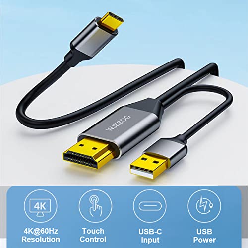 HDMI to USB C Adapter Cable 6.6ft 4K@60Hz with USB Power Adapter,HDMI Male to Type C Male Converter Support Touch for New MacBook Pro,Mac Air,Nreal Air VR - style: HDMI to UUSB C