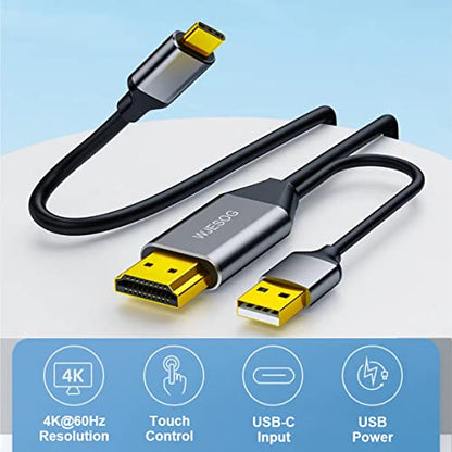 HDMI to USB C Adapter Cable 6.6ft 4K@60Hz with USB Power Adapter,HDMI Male to Type C Male Converter Support Touch for New MacBook Pro,Mac Air,Nreal Air VR - style: HDMI to UUSB C