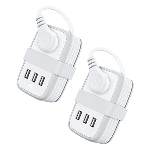 Travel Power Strip with USB 2 Pack, NTONPOWER 2 Widely Outlets 3 USB with 3Ft Short Extension Cord Flat Plug, Small Portable Desktop Charging Station for Cruise Ship Home Office Accessories, White - size: 2 Pack 2 Outlets 3 USB-A, style: 15W-White