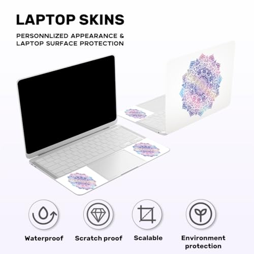 Mandalas Laptop Skin Sticker Decal PVC Vinyl Sticker Notebook PC Protector Waterproof Scratch Resistant Laptop Skin for 12.1 13 13.3 13.6 14 15 15.3 16 Inch Bohemian Style Blue Purple - color: Blue Purple Bohemian