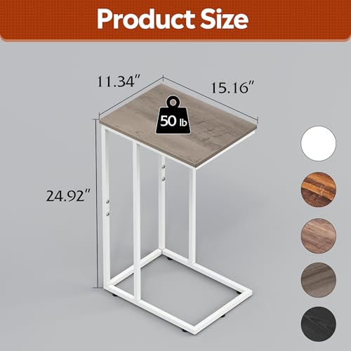 WLIVE Side Table, C Shaped End Table for Couch, Sofa and Bed, Large Desktop C Table for Living Room, Bedroom, Bedside, Creamy Greige - color: Greige