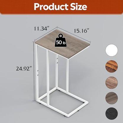 WLIVE Side Table, C Shaped End Table for Couch, Sofa and Bed, Large Desktop C Table for Living Room, Bedroom, Bedside, Creamy Greige - color: Greige