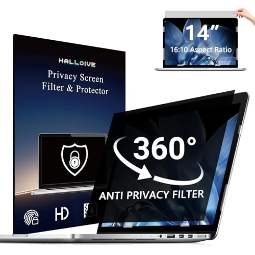 4-Way Laptop Privacy Screen Shield 14 Inch 16:10 Aspect, Removable 360° Privacy Filter Screen Protector for 14 Inch Laptop Computer, Anti Glare Blue Light Slide Mount Tabs Cover - color: HH-TYFG14 16:10-360