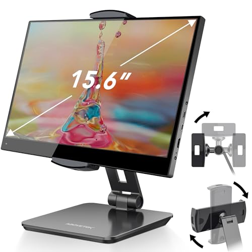 AboveTEK Business Kiosk Aluminum Tablet iPad Stand, 360° Swivel Tablet & Phone Holders for Any 4"-15.6" Display Tablets/Cell Phones/Portable Monitor, Sturdy for Store POS Office (Grey) - color: Grey