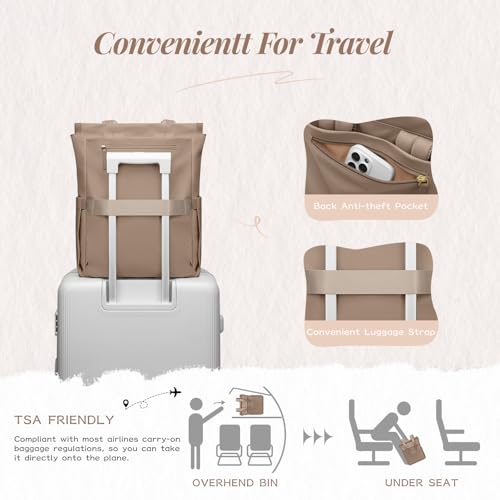 GOLF SUPAGS Convertible Laptop Backpack for Women Casual Daypack Notebook Tote Bag for Work College Travel Leisure (Champagne) - color: Champagne-n