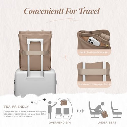 GOLF SUPAGS Convertible Laptop Backpack for Women Casual Daypack Notebook Tote Bag for Work College Travel Leisure (Champagne) - color: Champagne-n