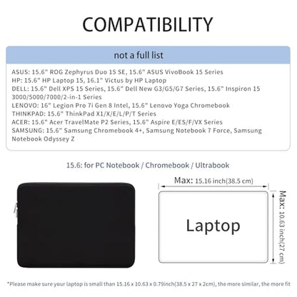 RAINYEAR 15.6 Inch Laptop Sleeve Case Soft Lining Padded Cover, Black | Protective Slim Laptop Sleeve Zipper Cover Bag Compatible with 15.6 Inch Notebook Computer Ultrabook Chromebook - color: Black(upgraded Version), size: 15.6"