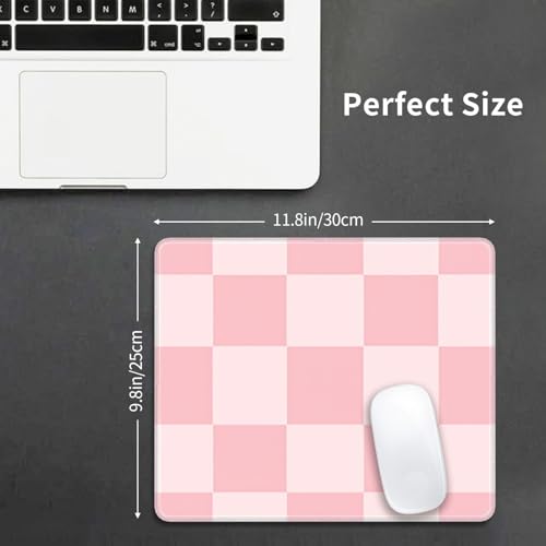 Pink Checkered Patter Gaming Computer Keyboard Cute Mouse Pad with Anti-fray Stitching, Premium-Textured Alfombrilla para Mouse with Non-Slip Rubber Base, 10 x 12 inch - color: Pink Checkered Patter