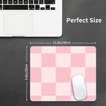 Pink Checkered Patter Gaming Computer Keyboard Cute Mouse Pad with Anti-fray Stitching, Premium-Textured Alfombrilla para Mouse with Non-Slip Rubber Base, 10 x 12 inch - color: Pink Checkered Patter