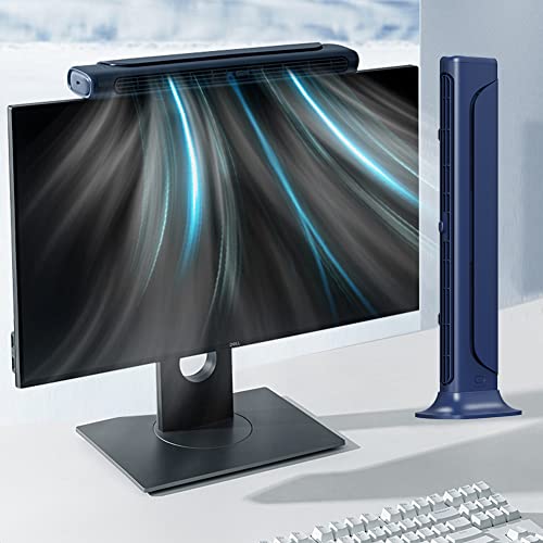 Clip On Computer Fan, Bladeless Monitor Clip On Fan | Personal Cooling Fan for Office, Quiet USB Desk Fan Small Tower Fan for Desk, Suitable for Flat and Curved Monitor, Laptop