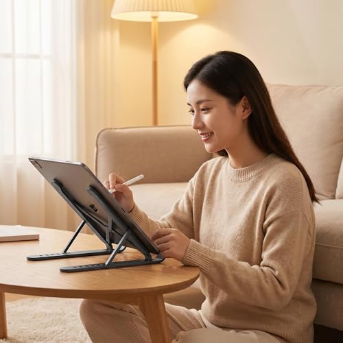 1pc Adjustable Laptop Stand for Desk - Foldable & Portable Laptop Riser, Ergonomic Multi-Angle Computer Stand, Heat Dissipation Notebook Holder (White) - color: white