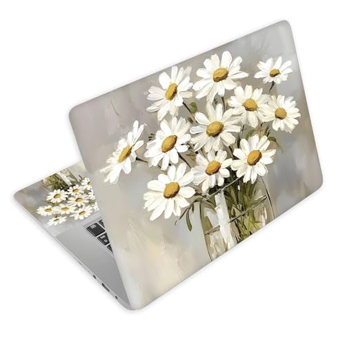 Universal Laptop Skin Decal, 3-Piece Vinyl Protector for 12 13 14 15.6" Notebook, Waterproof Anti-Scratch, Easy Trim & Bubble-Free Finish, Glass Vase Filled with White Daisies - color: Glass Vase Filled with White Daisies