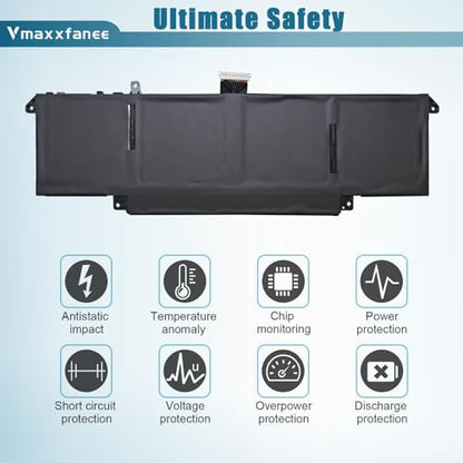 72Wh P83V9 Laptop Battery Replacement for Dell Precision 5480 5490 5470 Series Notebook YXP8T 0CDTT2 CDTT2 Black 15.4V 4442mAh - size: 10.62*3.37*0.26 inch P83V9