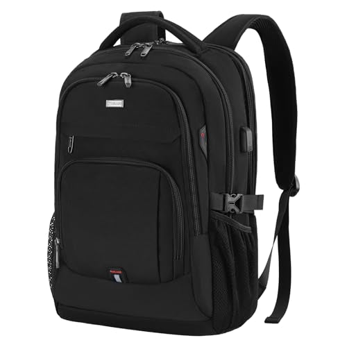 17 Inch Laptop Backpack for Travel Water Resistant College Backpack for Men Women Laptop Bag with USB Charging Port,Black - color: Black-z