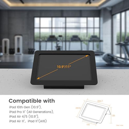 Tablet Desk Stand, All Metal 30 Ergonomic with Security Cable Lock for Office, POS Counter, Reception - Compatible with iPad 10th (10.9"), Pro 11", Air 4/5, Air 11" (M2/M3/M4), iPad 11" (A16) - color: Black