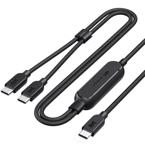 Cable Matters Braided 2-in-1 USB C to USB C Cable, 6ft, 140W Charging | Smart Power Allocation for Laptops and Phones, Charging and Data Transfer, Works with MacBook, iPad, and iPhone