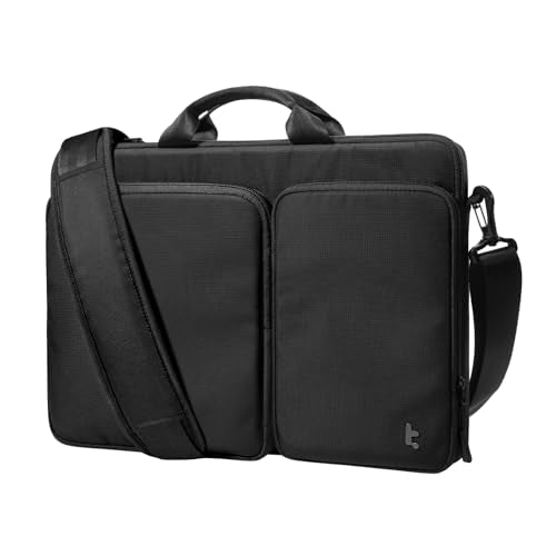 tomtoc 360° Protective Laptop Shoulder Bag compatible with The New Razer Blade Pro 17, HP Envy Laptop 17 Inch, Dell Inspiron 17 3000, ASUS ROG Zephyrus S 17.3 Inch, Notebook Bag with Accessory Pocket - color: Premium Black, size: 17-17.3 Inch