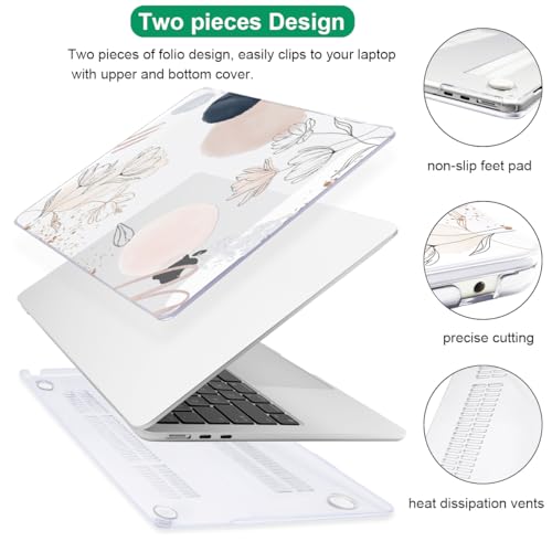 Compatible with MacBook Air 13 inch Case M5 2026 2025-2022 M4 M3 M2 Chip Model A3449 A3240 A3113 A2681, for Mac Air 13.6 inch M5 Hard Shell&Keyboard Cover&Screen Film, Abstract Line Floral - color: Abstract Line Floral