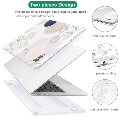 Compatible with MacBook Air 13 inch Case M5 2026 2025-2022 M4 M3 M2 Chip Model A3449 A3240 A3113 A2681, for Mac Air 13.6 inch M5 Hard Shell&Keyboard Cover&Screen Film, Abstract Line Floral - color: Abstract Line Floral