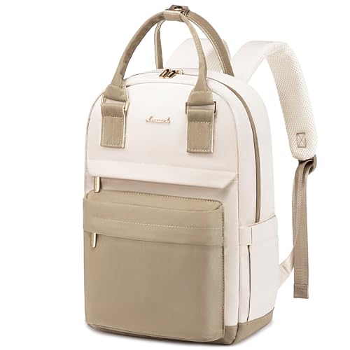 LOVEVOOK Mini Backpack for Women Girls Stylish Waterproof Backpack Purse with USB Port, Cute Daypack for School Travel Party - color: Beige & Khaki, size: 14 Inch