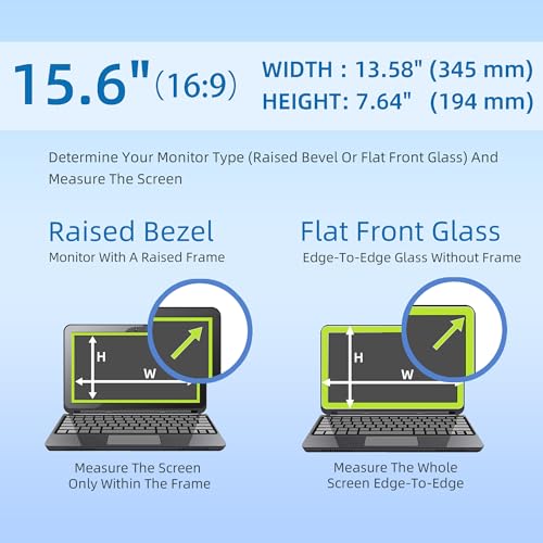 ROVIKE Computer Screen Filter, 15.6 Inch 16:9 Laptop Privacy Filter, Aspect Ratio, Removable, Anti-Glare Eye Protection, Protect Screen