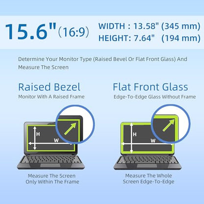 ROVIKE Computer Screen Filter, 15.6 Inch 16:9 Laptop Privacy Filter, Aspect Ratio, Removable, Anti-Glare Eye Protection, Protect Screen
