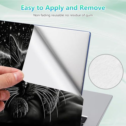 Laptop Skin Sticker Decal 12"-15.6" Universal Laptop/Notebook/Netbook Vinyl - Waterproof Scratch Resistant,Fits HP Dell Lenovo MacBook,2 Free Wrist Pads,Easy Apply & Remove,Black Cute Cat - color: Black Cute Cat