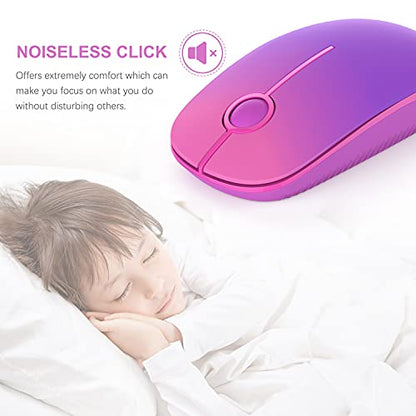 Unipows Wireless Mouse-2.4G Slim Portable Computer Mouse, Gradient Purple | Nano Receiver, Less Noise Mobile Optical Mice for Notebook, PC, Laptop, Desktop - color: Gradient Purple